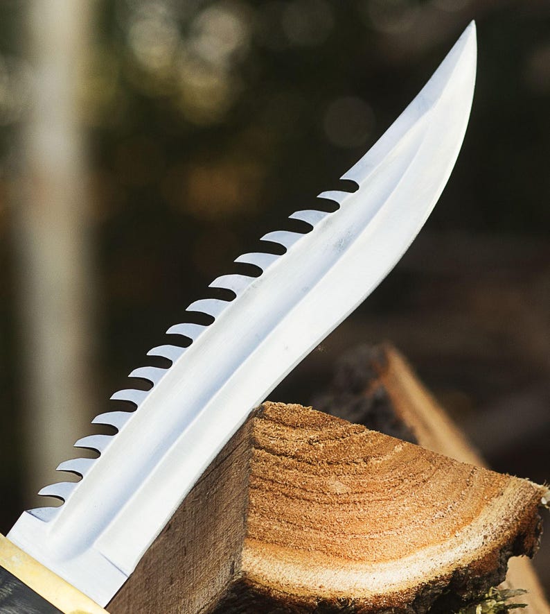 Custom Handmade Hunting Bowie Knife With Leather Sheath