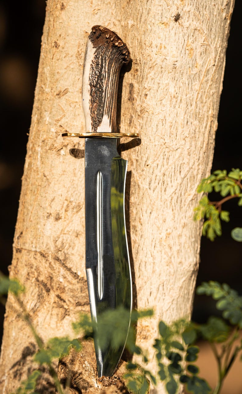 Custom Handmade Hunting Knife With Leather Sheath