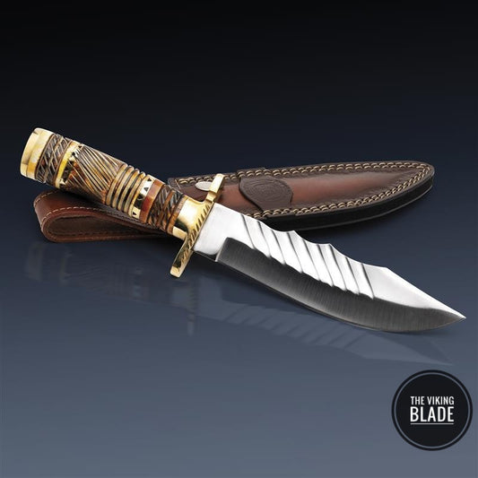 Custom Handmade Stainless Steel Hunting Bowie Knife With Leather Sheath
