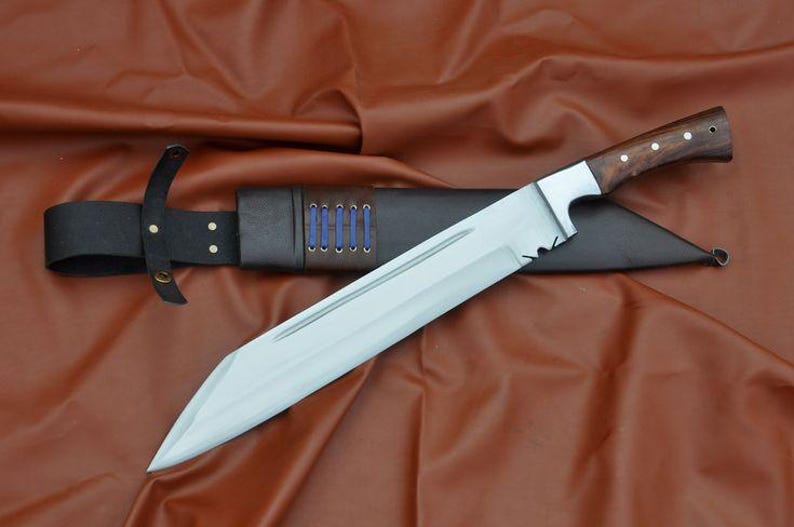 Custom Handmade Hunting Viking Seax Knife With Leather Scabbard
