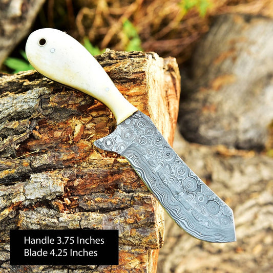Handmade Damascus Steel hunting fixed blade survival bull Cutter knife Survival Comes With Genuine Leather Sheath