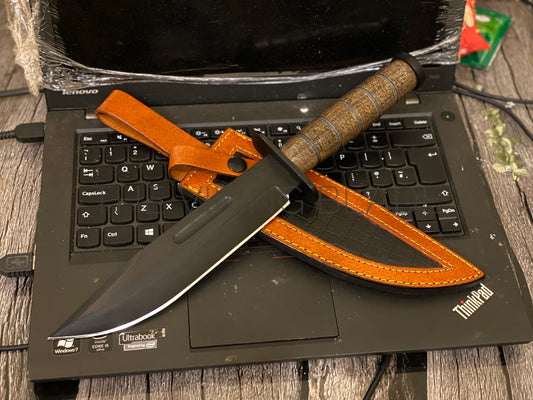 Custom Handmade Hunting Bowie Outdoor Camping Knife With Leather Sheath
