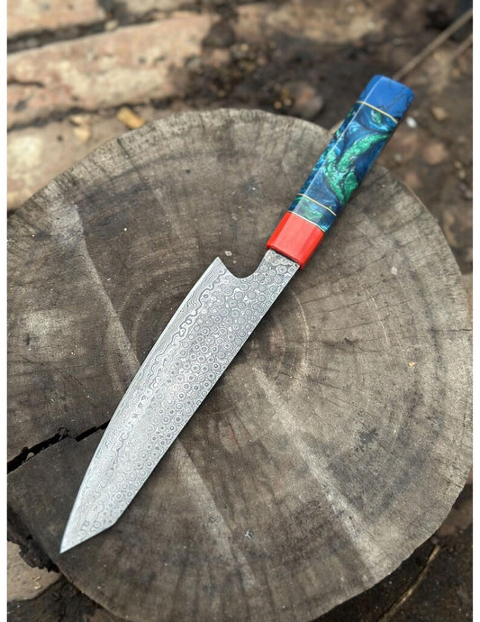 Handmade High Carbon Steel Chef Knife: 14'' Resin Handle