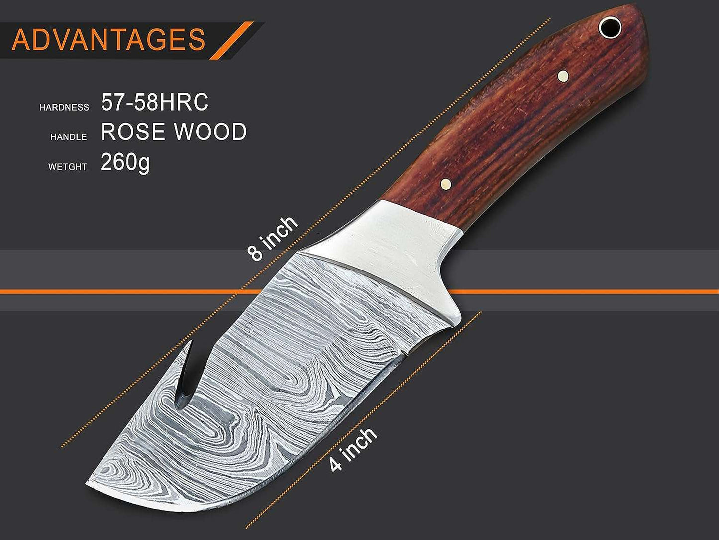 Gut Hook Knife for Hunting and Outdoor Enthusiasts – Razor-Sharp Blade with Ergonomic Handle