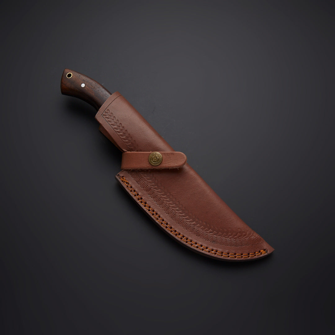 Custom Handmade Damascus Steel Tracker Knife With Leather Sheath
