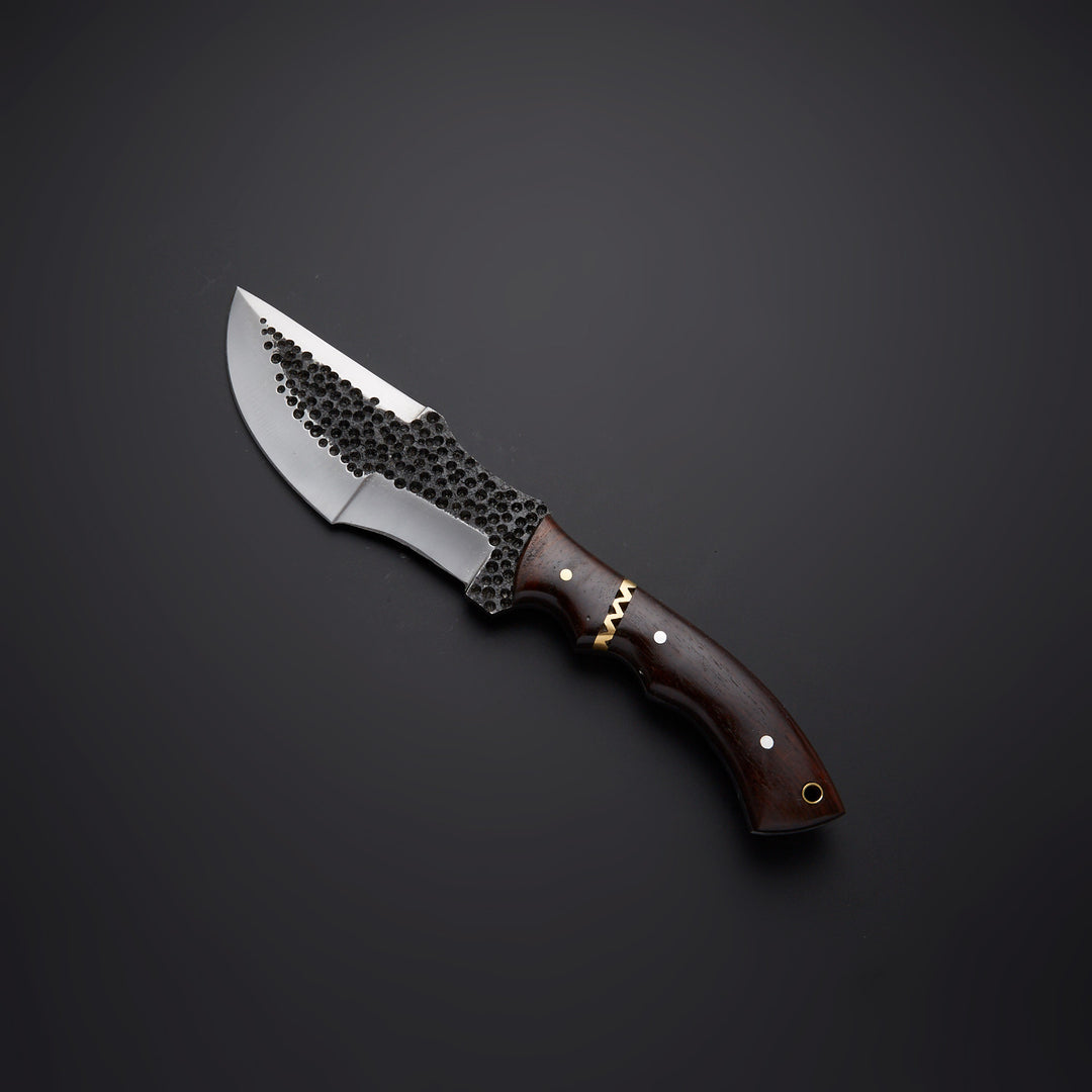 Custom Handmade Damascus Steel Tracker Knife With Leather Sheath