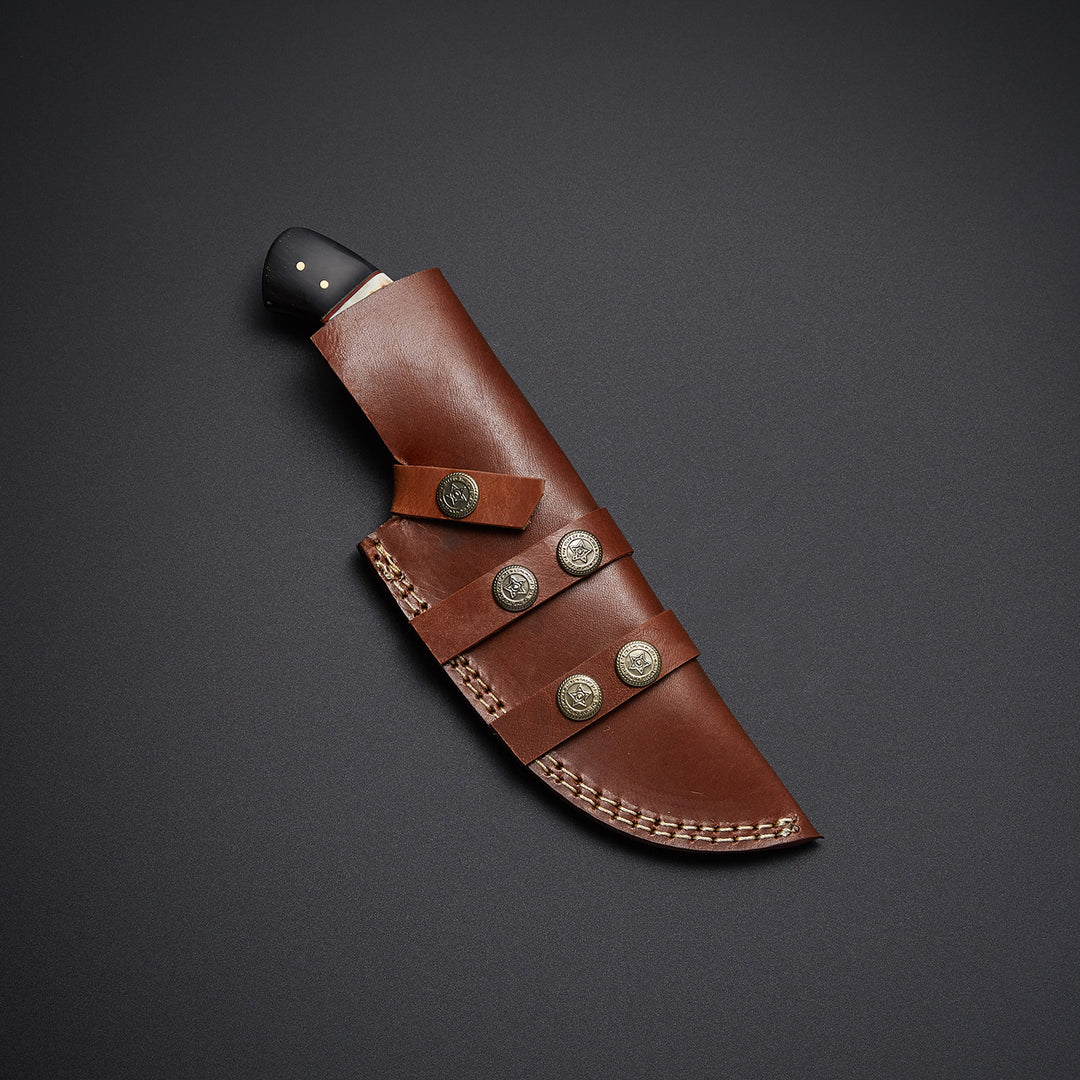 Custom Handmade Damascus Steel Tracker Knife With Leather Sheath