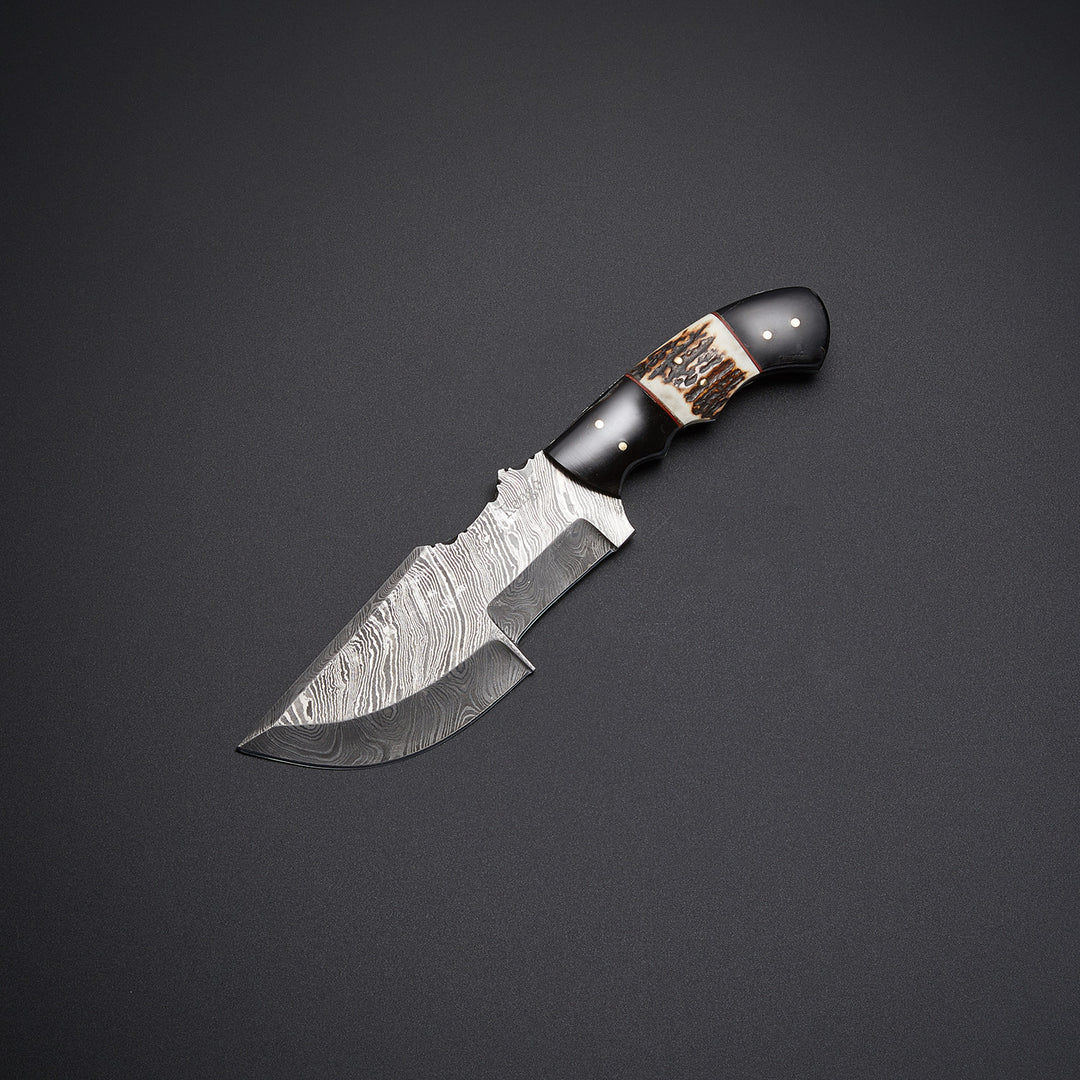 Custom Handmade Damascus Steel Tracker Knife With Leather Sheath