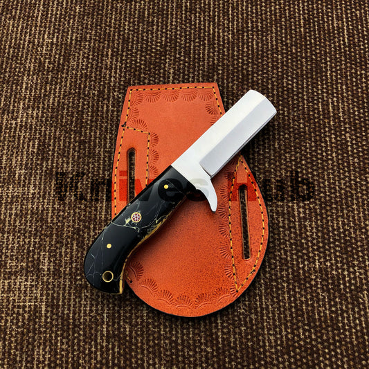 Custom Handmade Damascus Steel Knife CowBoy Bull Cutter Knife Hand Forged EDC Knife With Leather Sheath