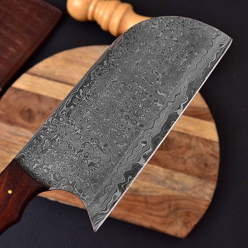 Serbian 12 inches handmade chef cleaver for kitchen with leather sheath