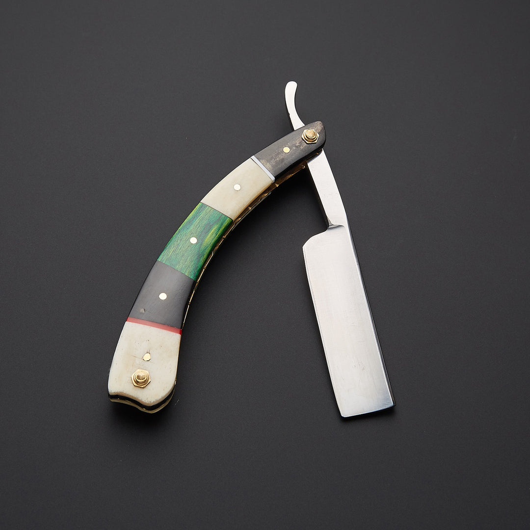 Custom J2 Steel Straight Razor with Leather Sheath