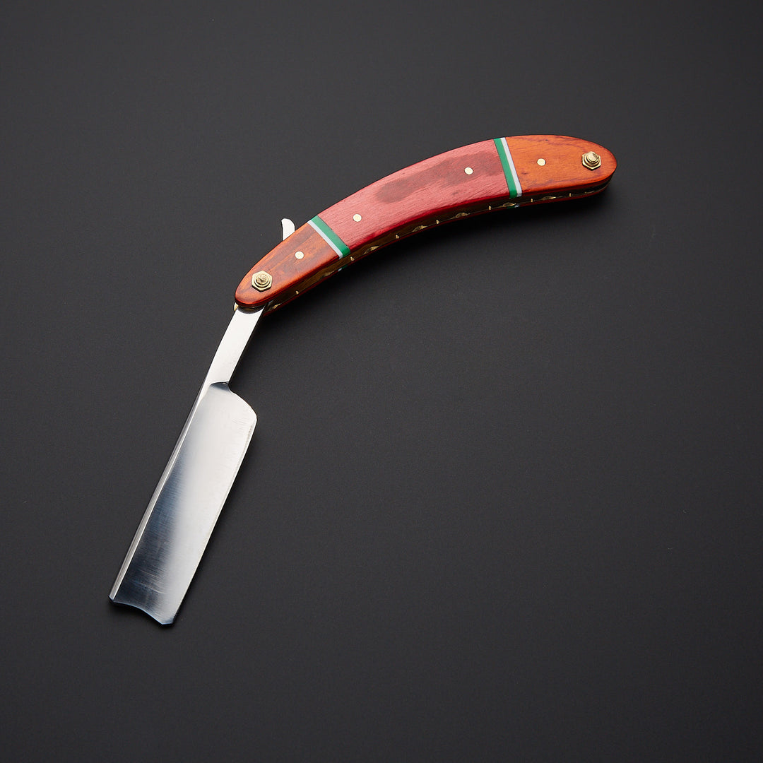 Handmade J2 Steel Straight Razor with Leather Sheath