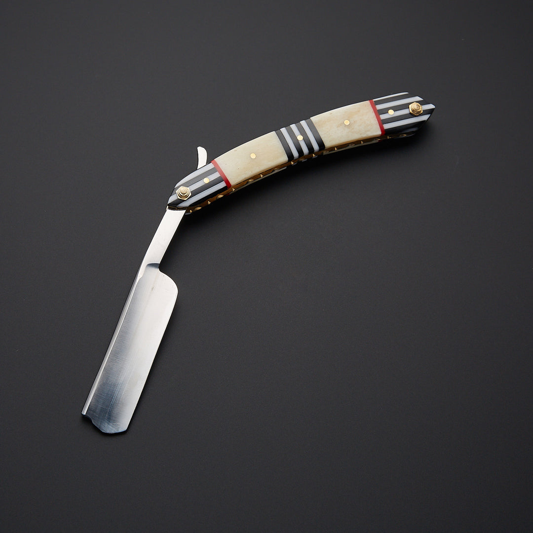 Handmade J2 Steel Straight Edge Razor with Leather Sheath