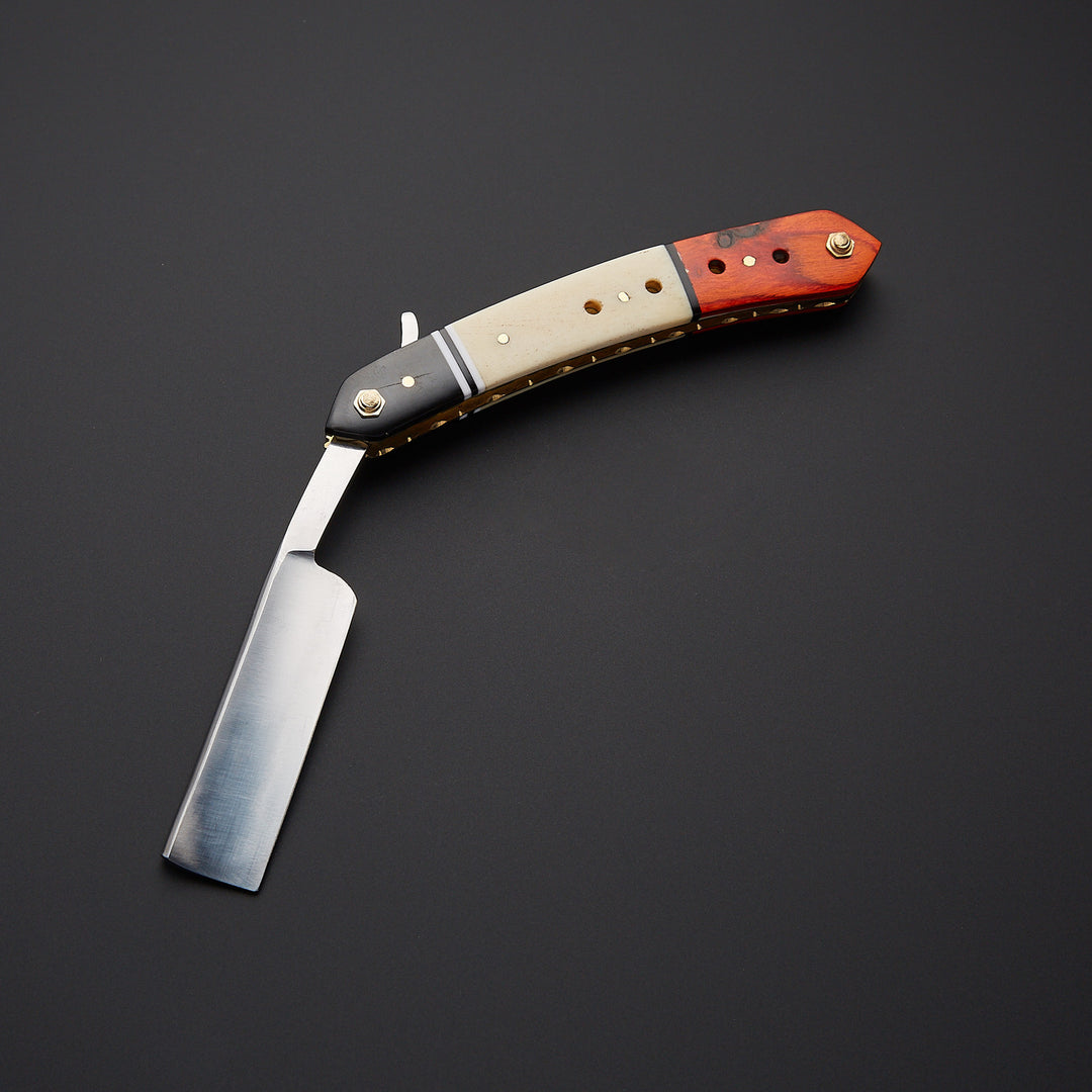 Custom J2 Steel Barber Straight Razor with Leather Sheath