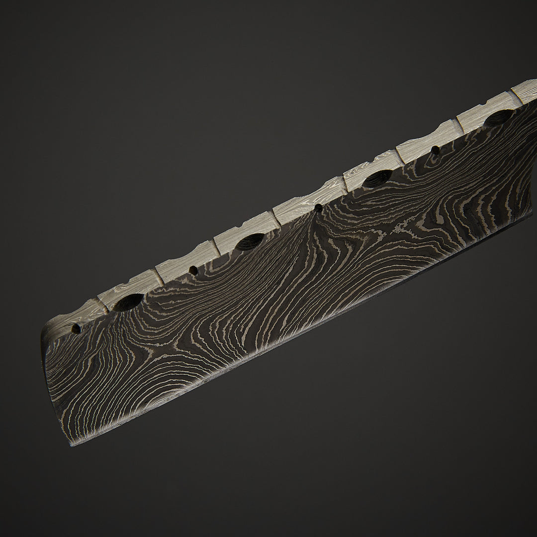 Premium Damascus steel shaving razor presented in elegant gift box with leather sheath, ideal for professional barber shaving and gifting.