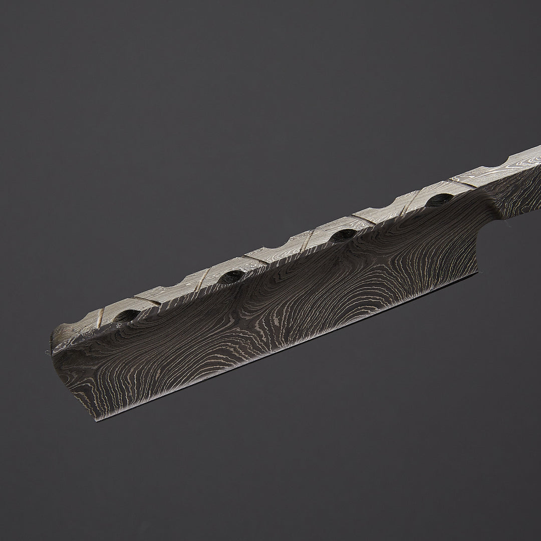 : Premium Damascus steel barber straight razor presented in luxury gift box with leather sheath, ideal for professional wet shaving and gifting.