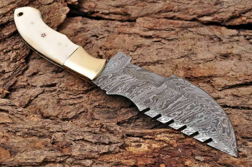 Handmade Damascus Steel Tracker Hunting Knife "Bone handle