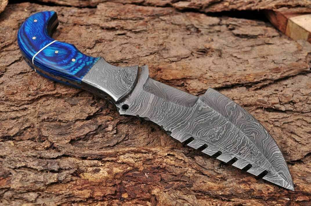 Handmade Damascus Steel Tracker Hunting Knife "Bone handle