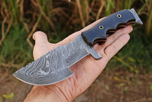 CUSTOM HAND FORGED DAMASCUS STEEL KNIFE TRACKER KNIFE