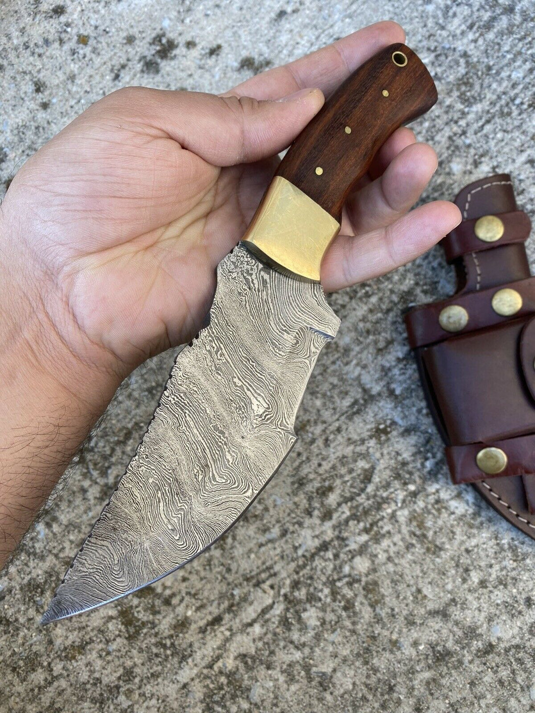 CUSTOM HAND FORGED DAMASCUS STEEL KNIFE TRACKER KNIFE