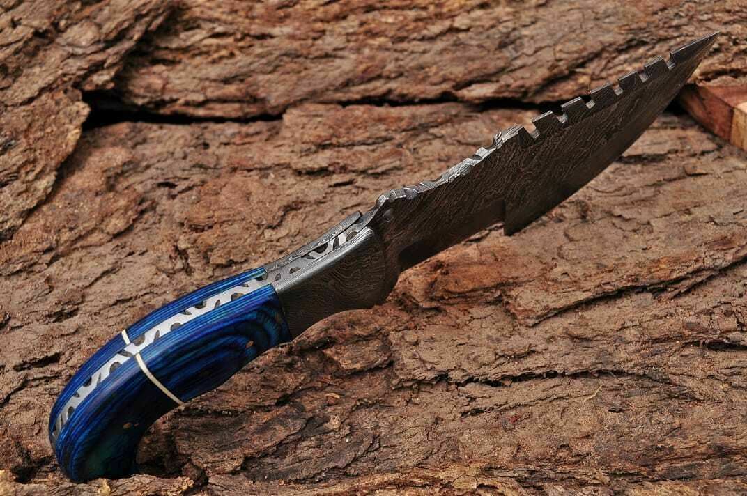 Handmade Damascus Steel Tracker Hunting Knife "Bone handle