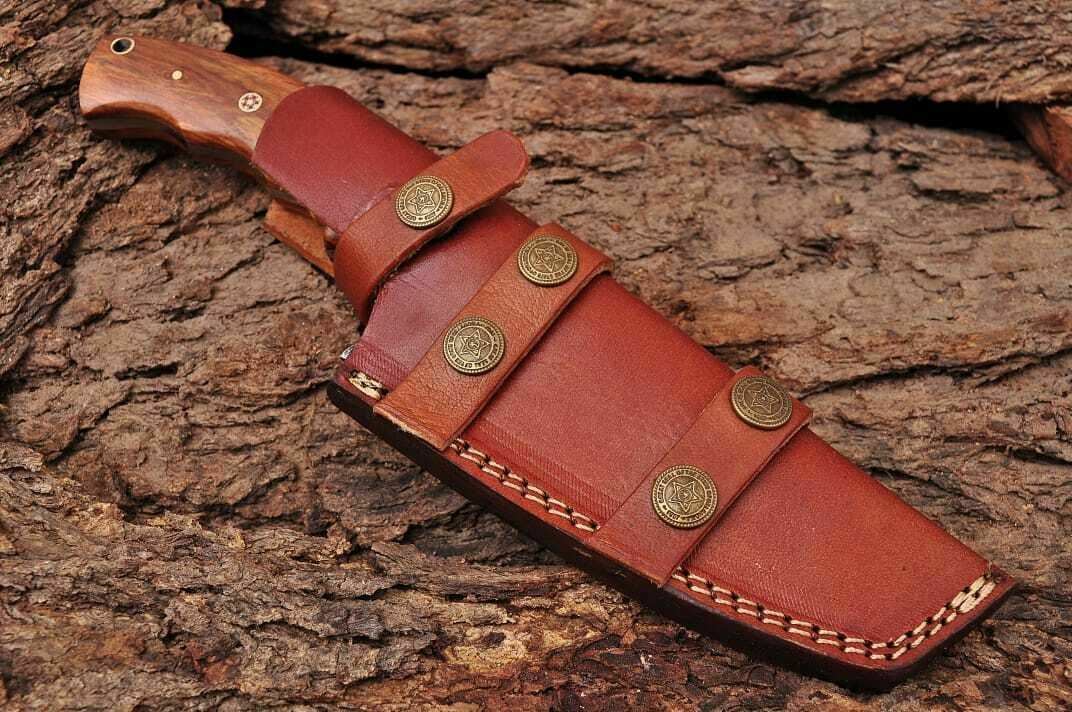 Handmade Damascus Steel Hunting Tracker Knife "Rose Wood handle