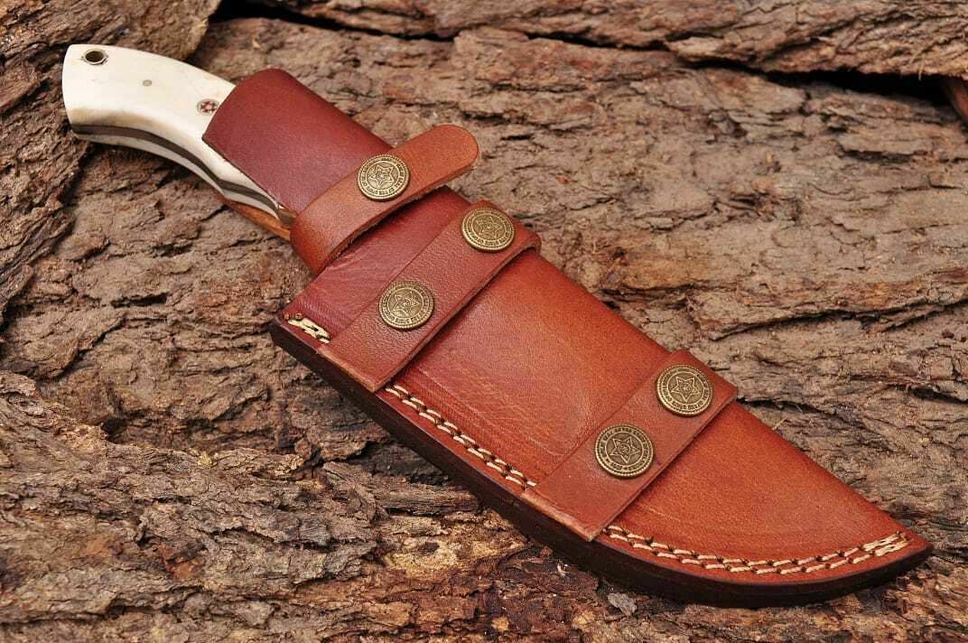 Handmade Damascus Steel Tracker Hunting Knife "Bone handle