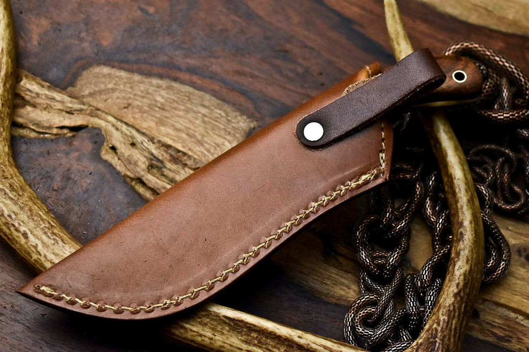 Custom Handmade Damascus Hunting Tracker knife wood handle