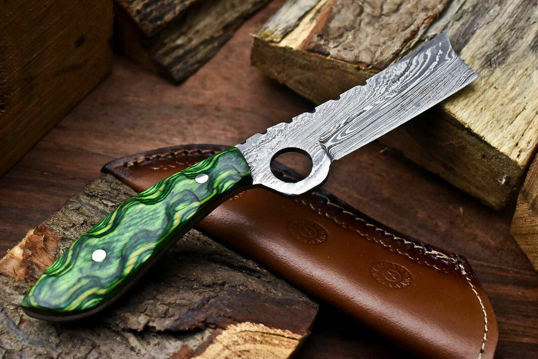 Cowboy Knife Handmade Bull Cutter Tool Steel EDC Knife with Leather Sheath