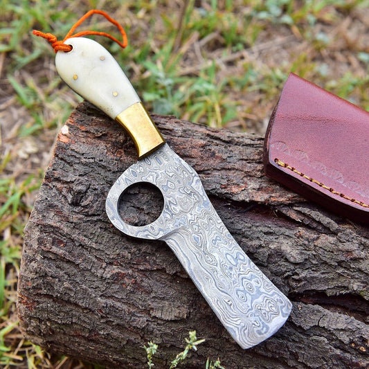 Custom Handmade FORGED DAMASCUS STEEL Bull Cutter Tanto HUNTING Fix Blade Knife