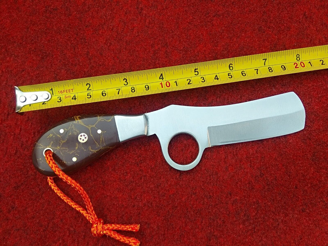 Cowboy Knife Handmade Bull Cutter Tool Steel EDC Rare Handle with Leather Sheath