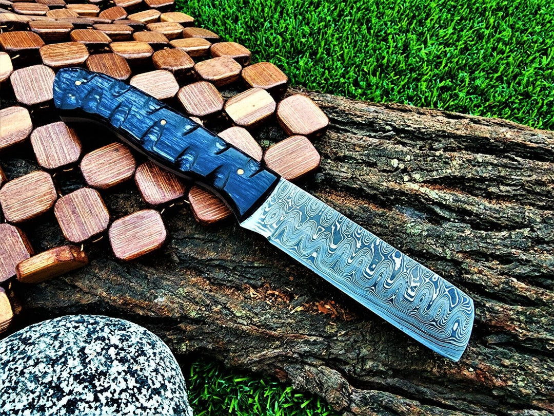 Handmade Raindrop Damascus wood handle BushCraft Bull Cutter Survival gift knife