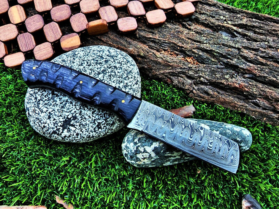 Handmade Raindrop Damascus wood handle BushCraft Bull Cutter Survival gift knife