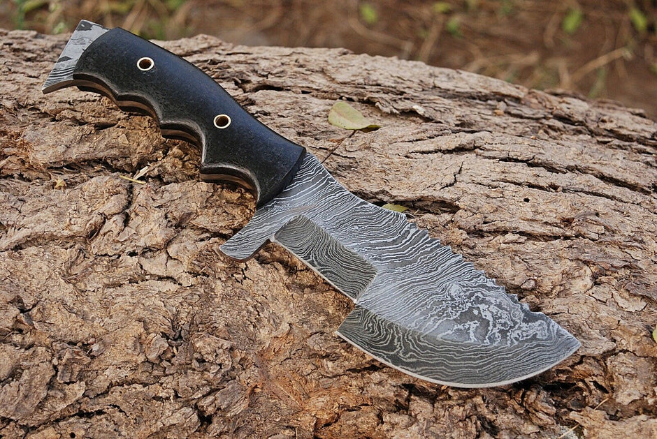 CUSTOM HAND FORGED DAMASCUS STEEL KNIFE TRACKER KNIFE