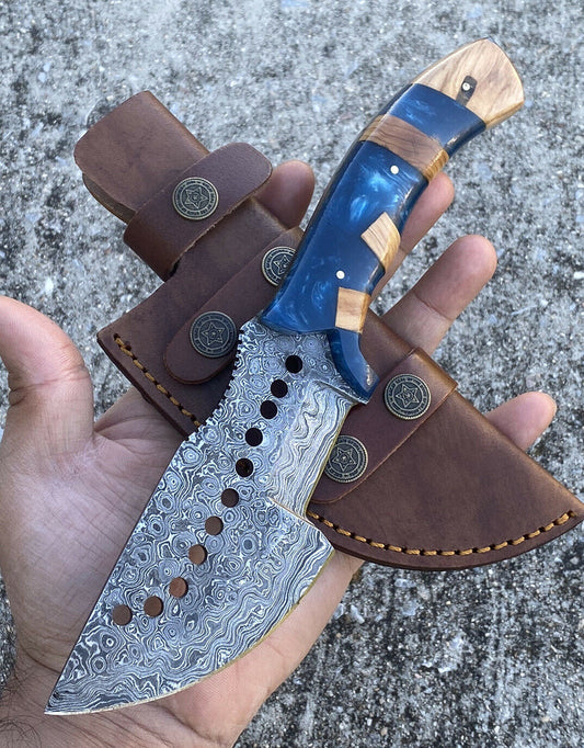 Custom Handmade Damascus Steel Tracker Hunitng Knife