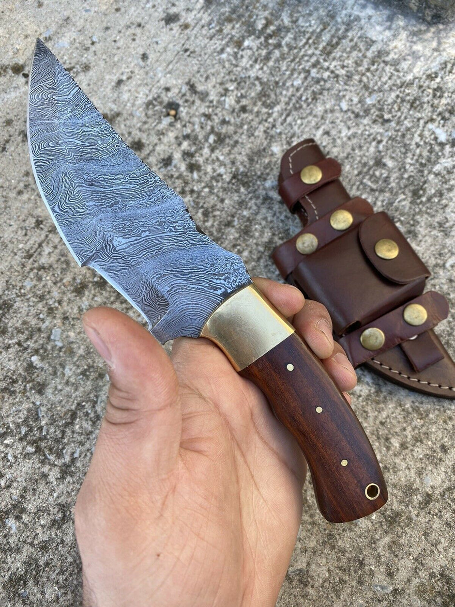 CUSTOM HAND FORGED DAMASCUS STEEL KNIFE TRACKER KNIFE