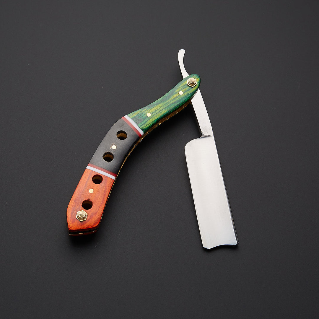J2 Steel Cut Throat Straight Razor with Leather Sheath